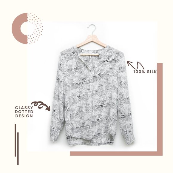 Joie 100% Silk V Neck Dotted Blouse - Picture 1 of 9